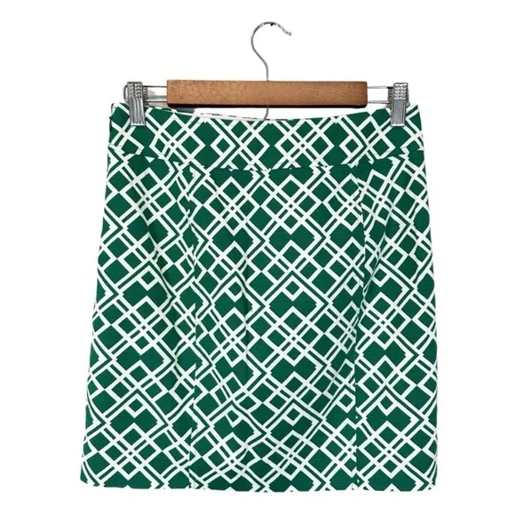 Banana Republic Factory Pencil Skirt Green White Geometric Print Size 0 - Picture 2 of 11